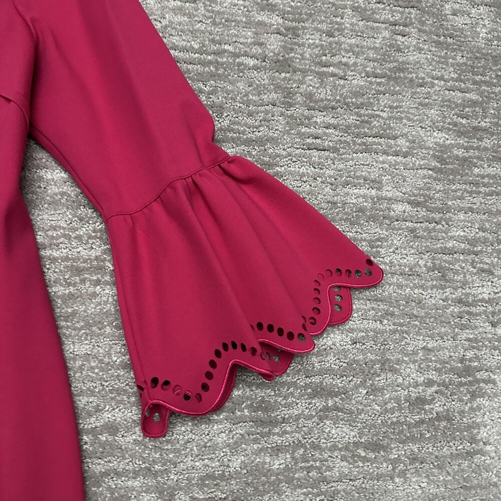 Teri Jon Dress Womens 16 Pink Bell Sleeve Sheath Scallop Hem Party Cocktail - Picture 4 of 16